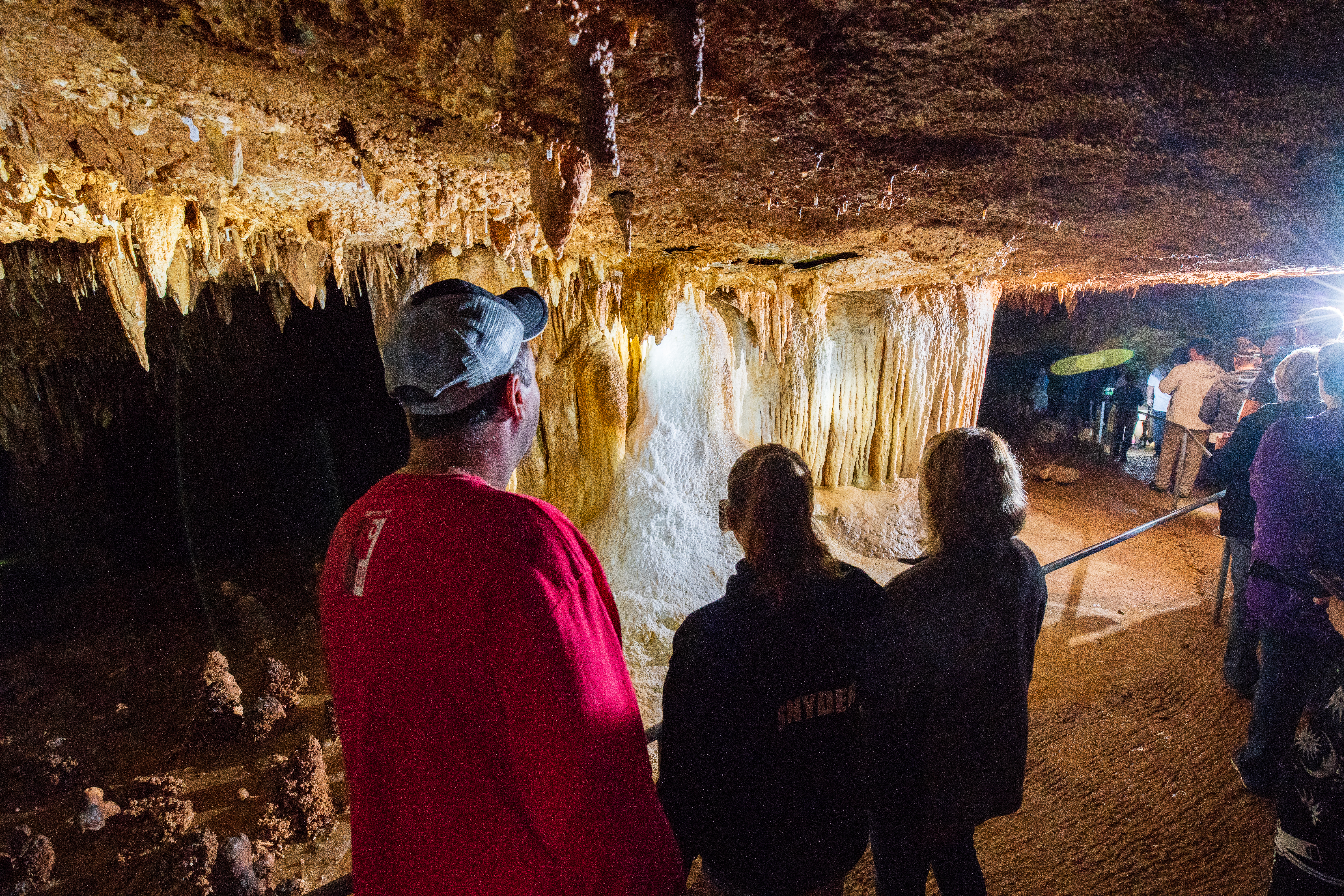 People gathered in a cave