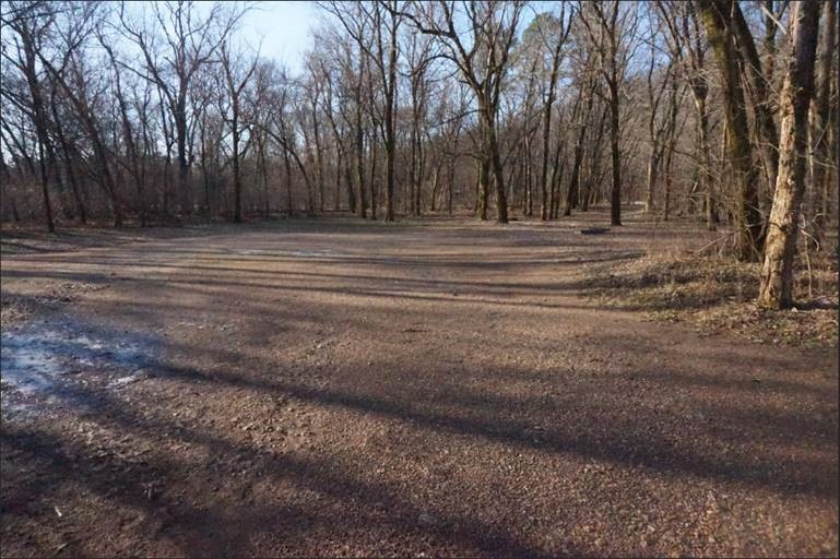 The special-use area, an open area of dirt surrounded by tall trees