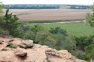 bluff overlooking farmland