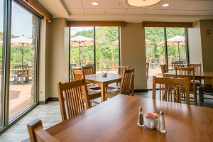 tables in the dining area