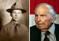 Photos of Frank Buckles as a young soldier and as an older man