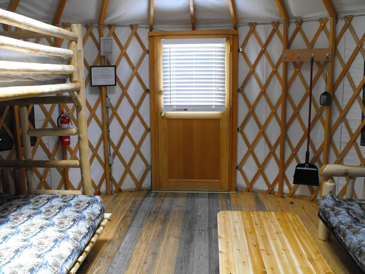 Bunkbeds inside the yurt