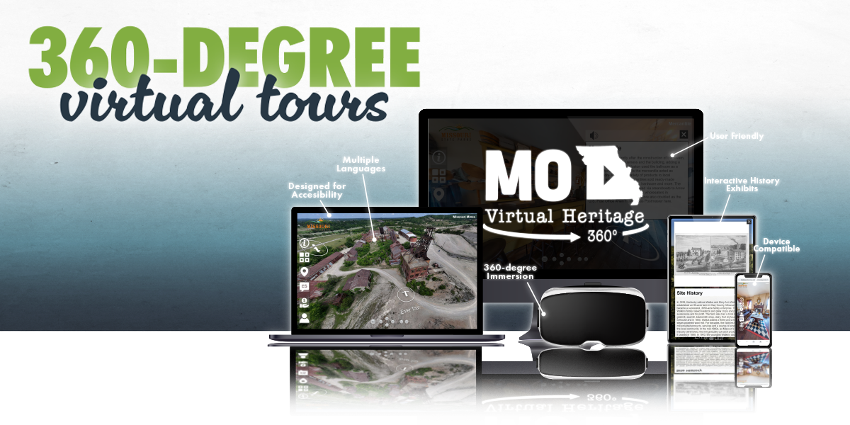 Image of various devices showing virtual tour capabilities