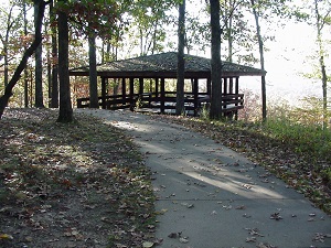 shelter that overlooks the river valley