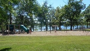 a slide and swing set