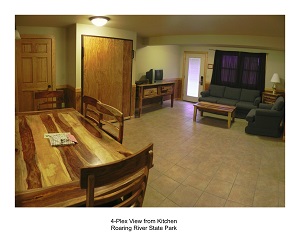 living and dinng room area inside a lodging unit