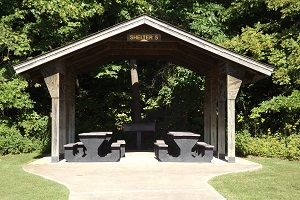 picnic shelter with tables