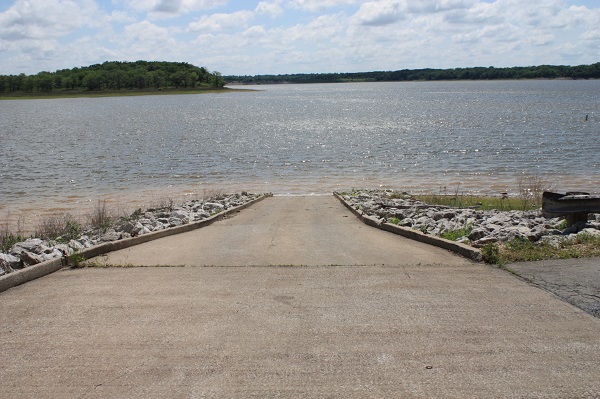 a concrete boat launch