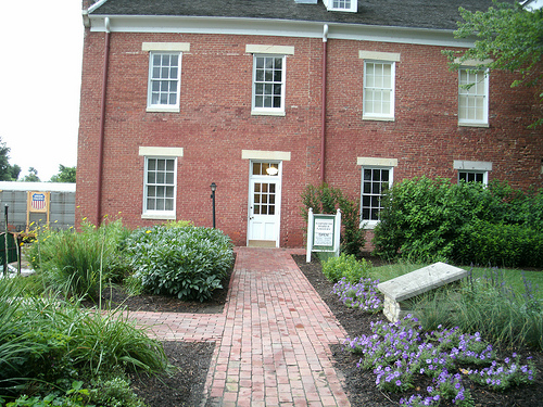 two-story, red brick Union Hotel building