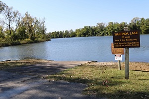 small concrete boat ramp on Wakonda Lake