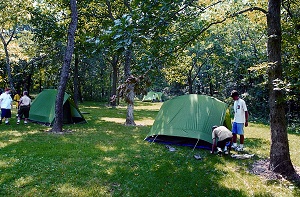 boys setting up tents 