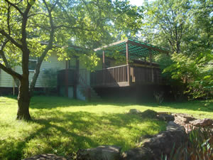 deck on the back of the lake house