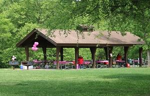 a group using the picnic shelter
