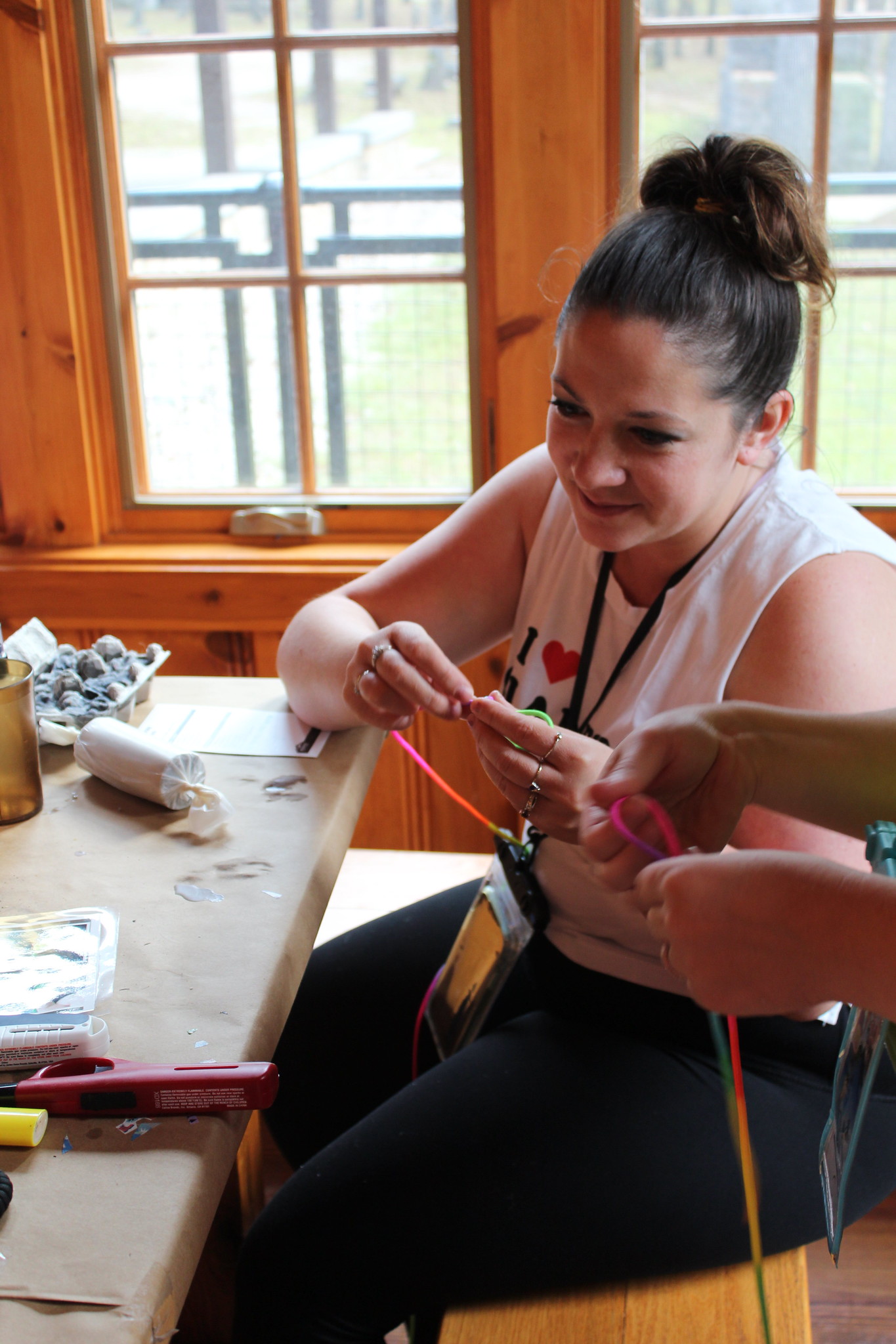 A girl making a craft