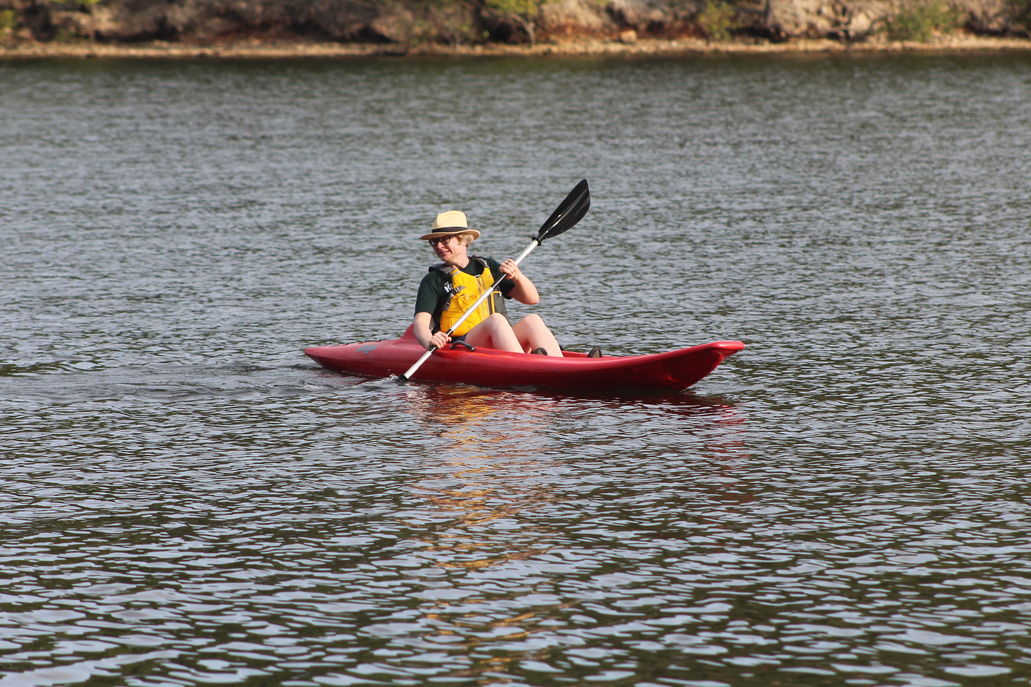 Girl in a kayak on the lake