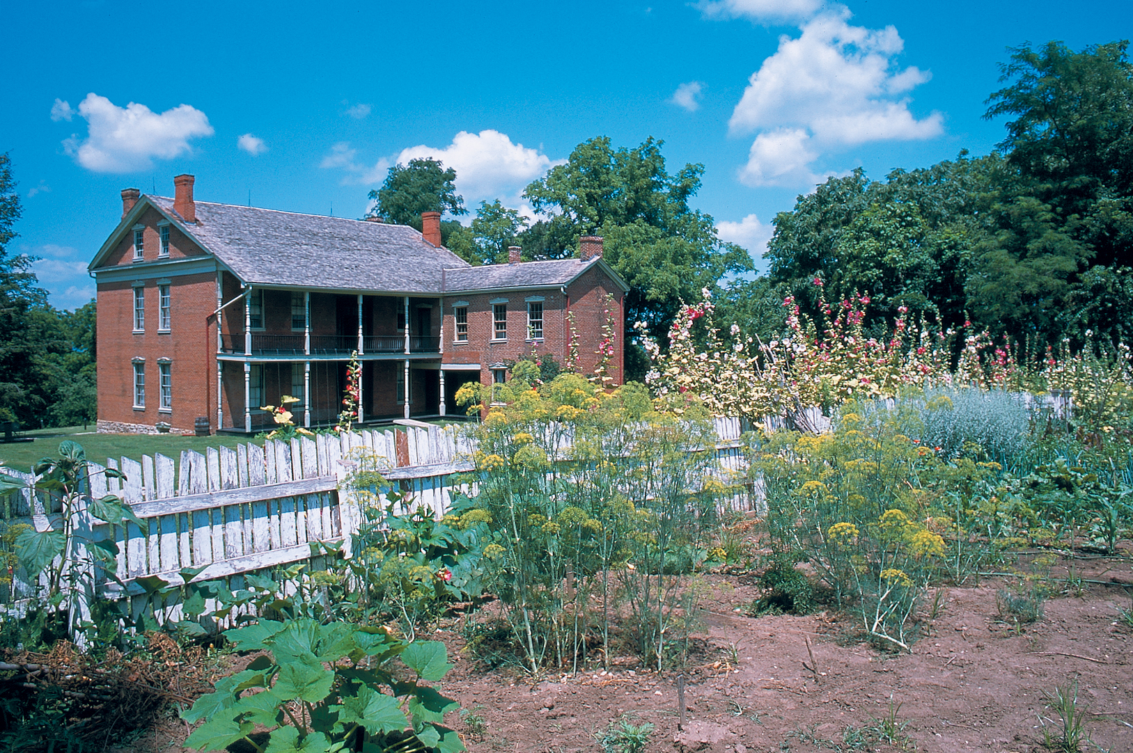 Exterior of the Anderson House with the garden in the foreground