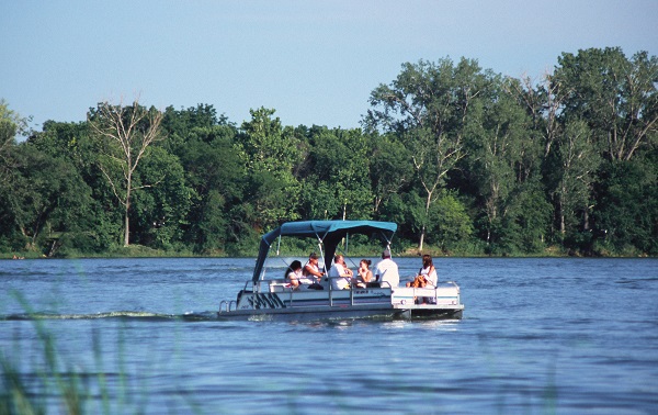 pontoon boat on the lake