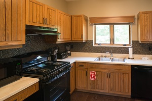 kitchen inside a cabin