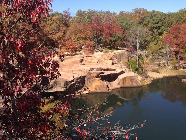overlook of water with fall color