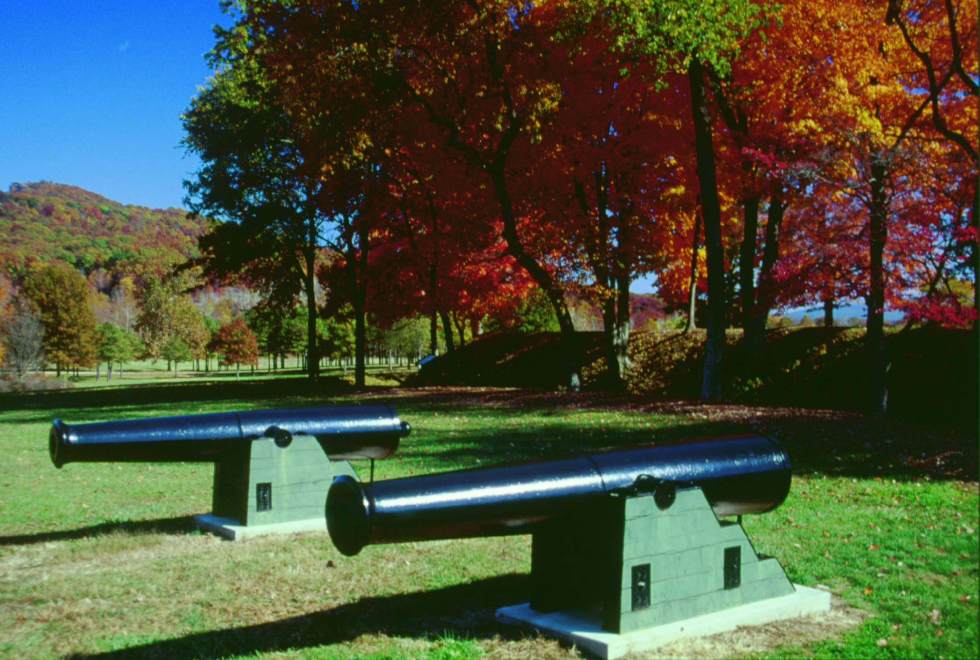 Two canons on display near the fort