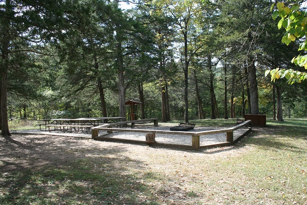 bench around group fire ring