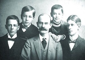 historic photo of the syder family with father and four sons