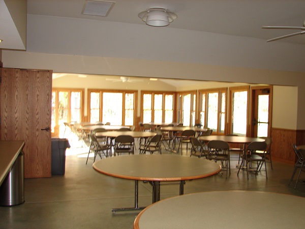 round tables inside shelter