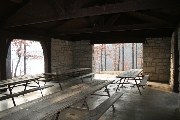 tables inside the picnic shelter
