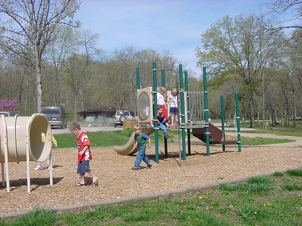 kids playing on slides