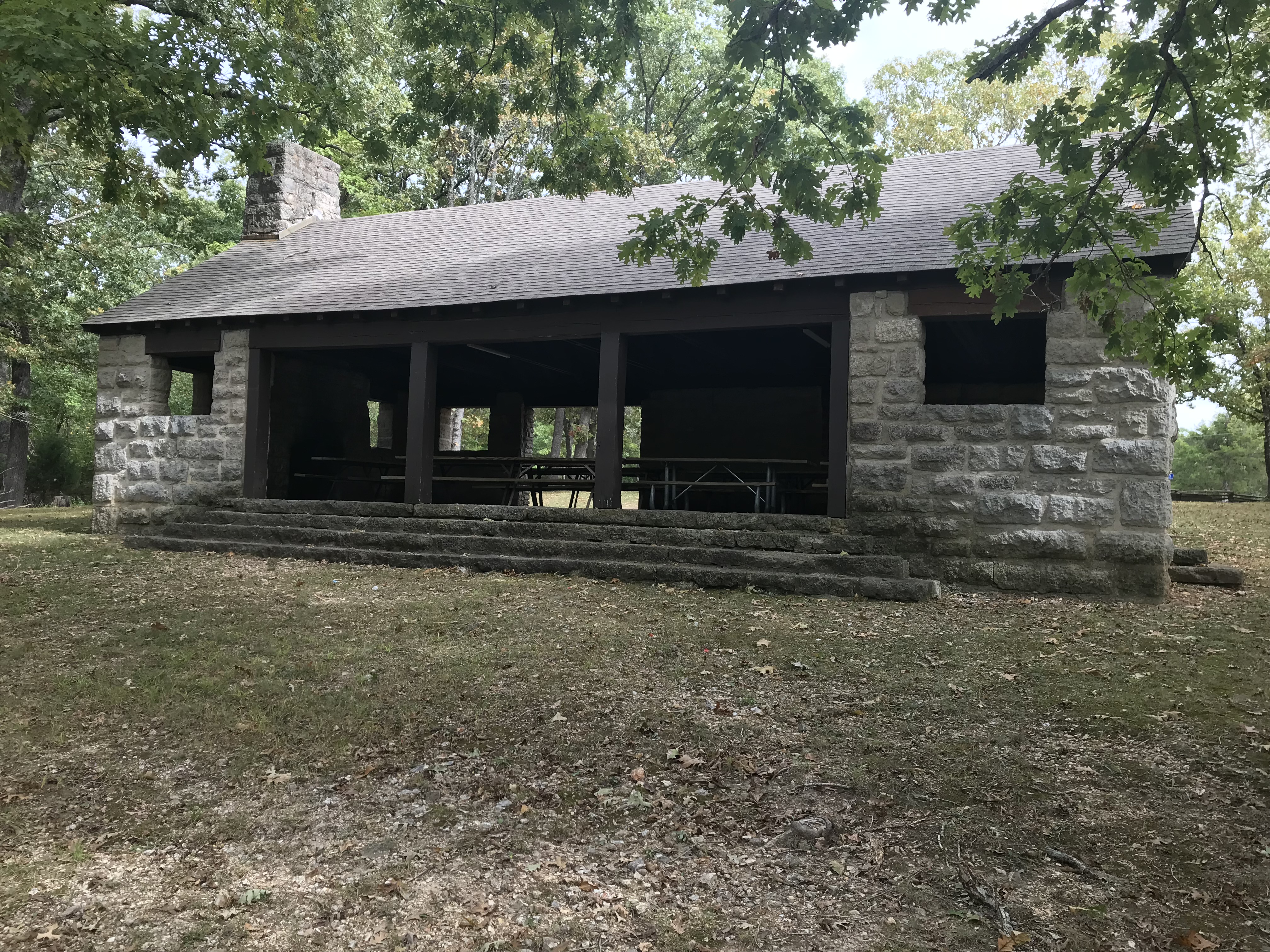 Exterior of rock picnic shelter