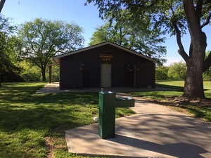 water fountain outside of the showerhouse