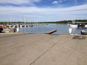 concrete boat launch with dock