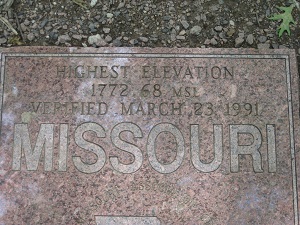 marker noting the highest elevation point in Missouri
