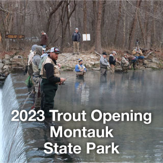 Anglers fishing in the stream at Montauk State Park